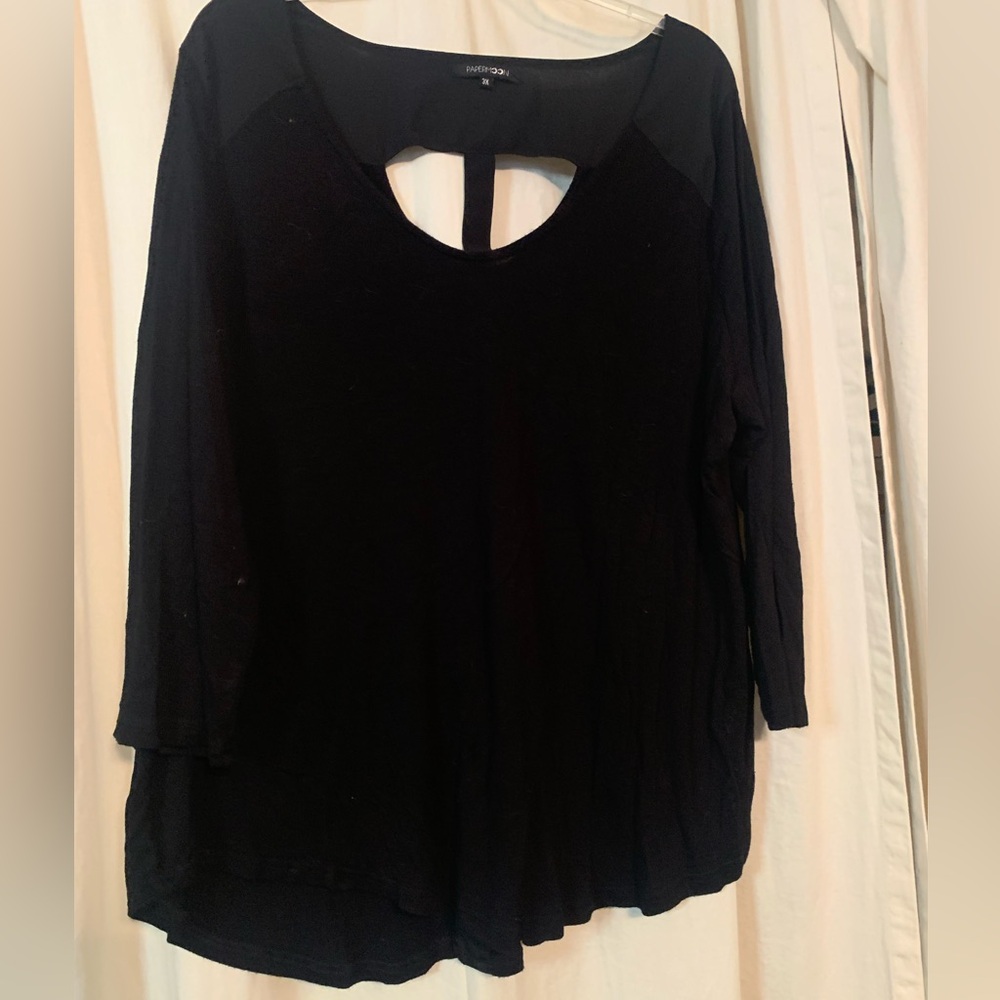Papermoon Black Long Sleeve Top with Chiffon Details